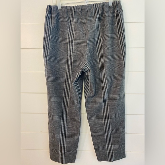 Aritzia Babaton grey plaid pull on mid rise cropped jimmy pants size large - Picture 2 of 8
